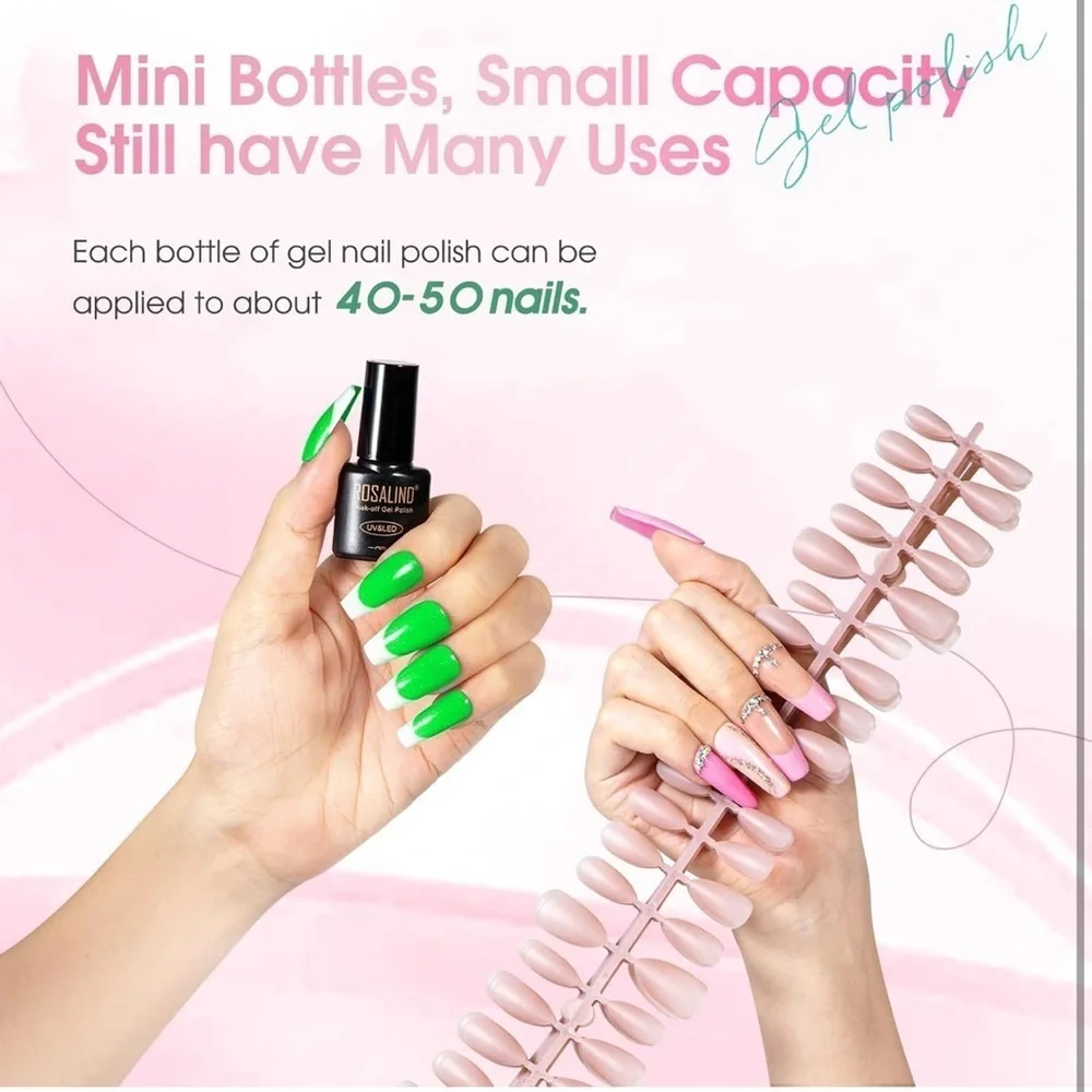 ROSALIND 30PCS Gel Nail Set, Base, Glossy, Matte and Glitter Top Coat Gel Kit‌